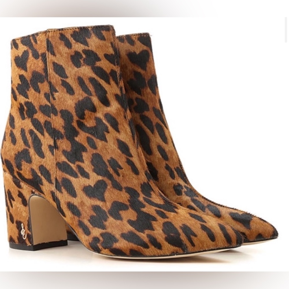 Sam Edelman Leopard Faux Hyde Heel Bootie, Sz 7.5
